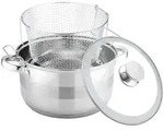 4BIG.fun Frittiertopf 6,5 L Edelstahl Glasdeckel Induktion Friteuse Pommestopf