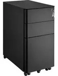 TecTake GmbH tectake Aktenrollschrank Parvus, 2 Schubladen, 1 H&auml;ngeregister Schwarz
