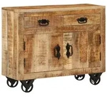 vidaXL Sideboard 80x30x65 cm Massives Raues Mangoholz