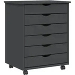 vidaXL Rollschrank mit Schubladen MOSS Grau Massivholz Kiefer