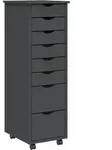 vidaXL Rollschrank mit Schubladen MOSS Grau Massivholz Kiefer