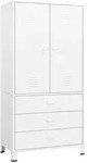 vidaXL Industrial Kleiderschrank Wei&szlig; 90x50x180 cm Metall