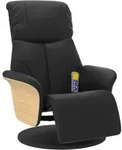 vidaXL Massagesessel mit Fu&szlig;teil Schwarz Kunstleder