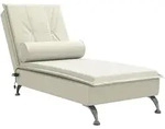 vidaXL Massage-Chaiselongue mit Nackenrolle Creme Samt