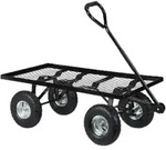 Relaxdays Handwagen flach, Garten, mit Luftbereifung, HxBxT: 34,5 x 51 x 96 cm, bis