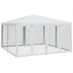 vidaXL Partyzelt mit 8 Mesh-Seitenteilen Wei&szlig; 4x4 m HDPE