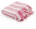 vidaXL &Uuml;berwurf Baumwolle Streifen 220 x 250 cm Rosa und Weiss