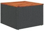 vidaXL Gartentisch Schwarz 55x55x37 cm Poly Rattan und Akazienholz