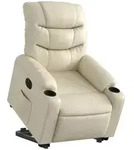 vidaXL Relaxsessel mit Aufstehhilfe Elektrisch Creme Kunstleder