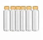 Relaxdays Trinkflasche mit Bambusdeckel, 6er Set, 500 ml, Wasserflasche mit...