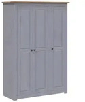 vidaXL Kleiderschrank 3-T&uuml;rig Grau 118&times;50&times;171,5 cm Kiefer Panama Serie