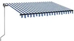 vidaXL Markise Manuell Einziehbar mit LED 350x250 cm Blau und Wei&szlig;