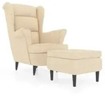 vidaXL Ohrensessel mit Hocker Creme Samt