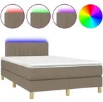 vidaXL Boxspringbett mit Matratze & LED Taupe 120x190 cm Stoff