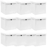 vidaXL Aufbewahrungsboxen mit Deckeln 10 Stk. Wei&szlig; 32x32x32 cm Stoff