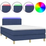 vidaXL Boxspringbett mit Matratze & LED Blau 120x190 cm Stoff