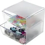 Deflecto Deflect-o Organisationsbox CUBE 350101 2Schubf&auml;cher glasklar