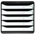Exacompta 3097213D 1x BIG-BOX PLUS Schubladenbox, 5 offene Laden - Wei&szlig; glossy