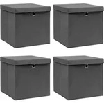 vidaXL Aufbewahrungsboxen mit Deckeln 4 Stk. Grau 32x32x32 cm Stoff