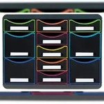 Exacompta 313914D BLACK & WHITE OFFICE, Schubladenbox mit 11 Schubf&auml;chern, STORE BOX