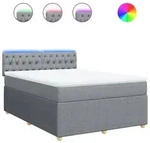 vidaXL Boxspringbett mit Matratze Hellgrau 140x190 cm Stoff