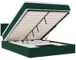 vidaXL Ottoman-Bett mit Matratze & LEDs Dunkelgr&uuml;n 140x190 cm Samt