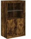 vidaXL Beistellschrank mit LED-Leuchten R&auml;uchereiche Holzwerkstoff
