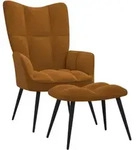 vidaXL Relaxsessel mit Hocker Braun Samt
