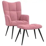 vidaXL Relaxsessel mit Hocker Rosa Samt
