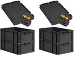 PROREGAL SuperSparSet 4x Eurobox NextGen Grip mit Scharnierdeckel & gelben