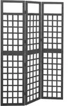 vidaXL Spalier/Paravent 3-teilig Massivholz Tanne Schwarz 121x180 cm