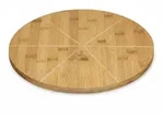 Relaxdays Pizzateller Bambus &Oslash;33cm, schnittfestes Schneidbrett aus Holz, 6-fach
