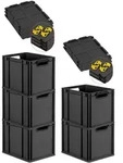 PROREGAL SparSet 5x Eurobox NextGen Grip mit Auflagedeckel & 4 gelben...