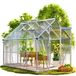 GARDEBRUK&reg; Gew&auml;chshaus Aluminium 4,8m2 mit Fundament 250x190cm inkl. 2 Dachfenster