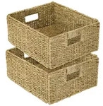 HMF Aufbewahrungskorb passend f&uuml;r KALLAX halbes Fach, Korb geflochten aus Seegras