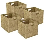 HMF Aufbewahrungskorb passend f&uuml;r KALLAX Regal, Korb geflochten aus Seegras mit