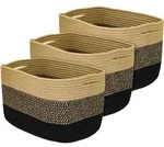 HMF Aufbewahrungskorb mit versteckten Griffen, 3er Set, Korb aus Baumwolle, 37,5 x 25