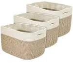 HMF Aufbewahrungskorb mit versteckten Griffen, 3er Set, Korb aus Baumwolle, 37,5 x 25