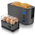Arendo Fr&uuml;hst&uuml;cks-Set, 6er Eierkocher SIXCOOK, Langschlitztoaster 4-Scheiben,...