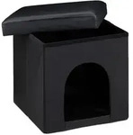 Relaxdays Hundebox Sitzhocker, HBT:38x38x38cm, stabiler Sitzcube mit Tierh&ouml;hle f&uuml;r