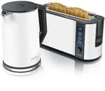 Arendo Fr&uuml;hst&uuml;cks-Set, 2-Scheiben Langschlitz-Toaster/Wasserkocher 1,5L, Wei&szlig;