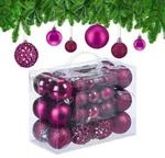 Relaxdays Weihnachtskugeln im 50er Set, glitzernde, matte & gl&auml;nzende