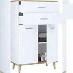 VCM Kommode & Sideboard Lindas Wei&szlig; / Honig-Eiche H. 97 x B. 60 x T. 28 cm