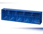 Klappkasten-Magazin, HxBxT 165x600x135mm, 5 K&auml;sten, Polystyrol, blau