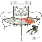 DanDiBo Baumbank Metall wetterfest Braun 135 cm 3-Sitzer halbrund JC112287...