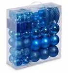 Relaxdays Weihnachtskugeln 110er Set, Kunststoff, Weihnachtsbaumdeko mit Kugeln &