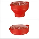 Relaxdays Popcorn Maker Silikon f&uuml;r die Mikrowelle, zusammenfaltbarer Popcorn