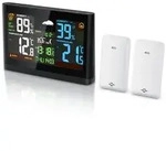 BEARWARE Wetterstation, Funk, Farbdisplay, 2 Au&szlig;ensensoren, Netzteil, Hygrometer,