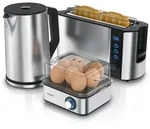 Arendo Fr&uuml;hst&uuml;cks-Set in silber - Wasserkocher / Toaster / Eierkocher