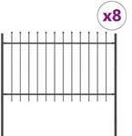 vidaXL Gartenzaun 8 pcs Grau 13,6 x 1,2 m Pulverbeschichteter Stahl